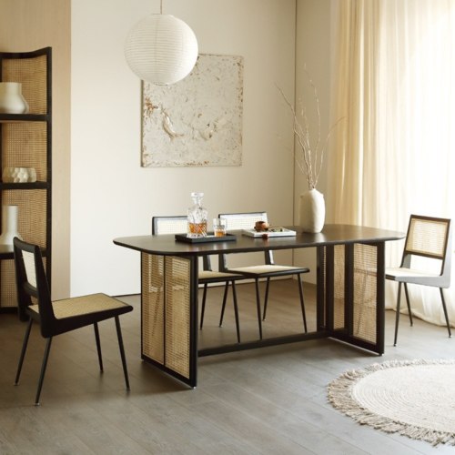 Solid wood black dining table sales